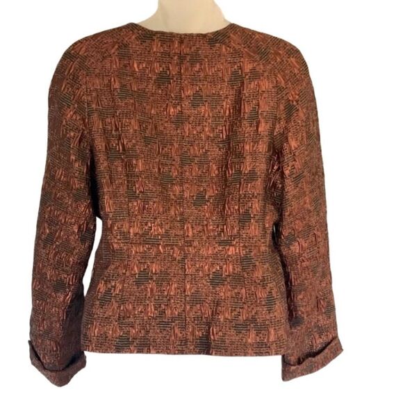 Jones New York Collection Tweed  Brown Cropped Blazer, 6 - Picture 3 of 6